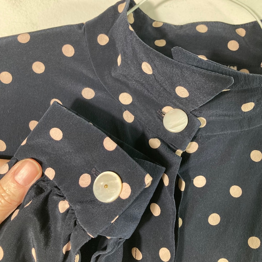 Vintage Gloria Sachs‎ New York Silk Polka Dot Long Sleeve Button Blouse 10 - Picture 3 of 9